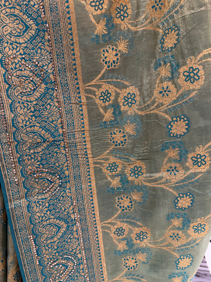 Green Art Silk Floral Saree