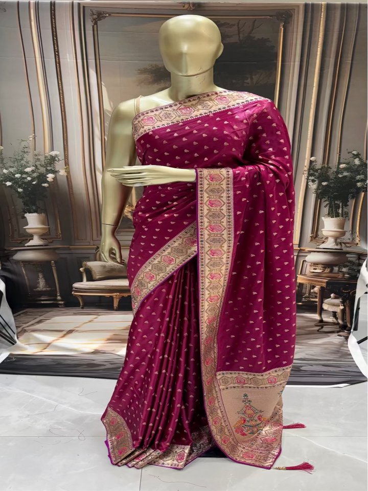 Rani Pink Banarasi Silk Saree