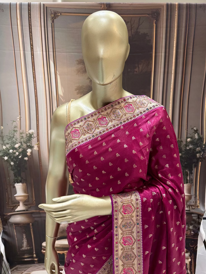 Rani Pink Banarasi Silk Saree