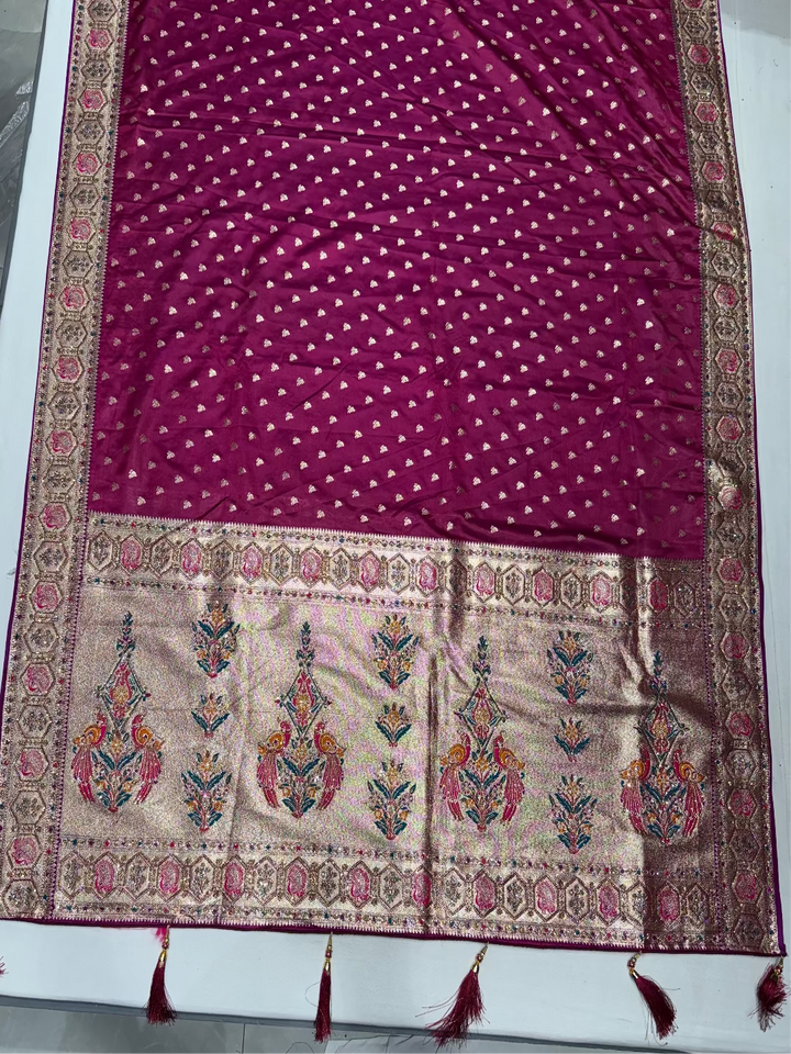 Rani Pink Banarasi Silk Saree