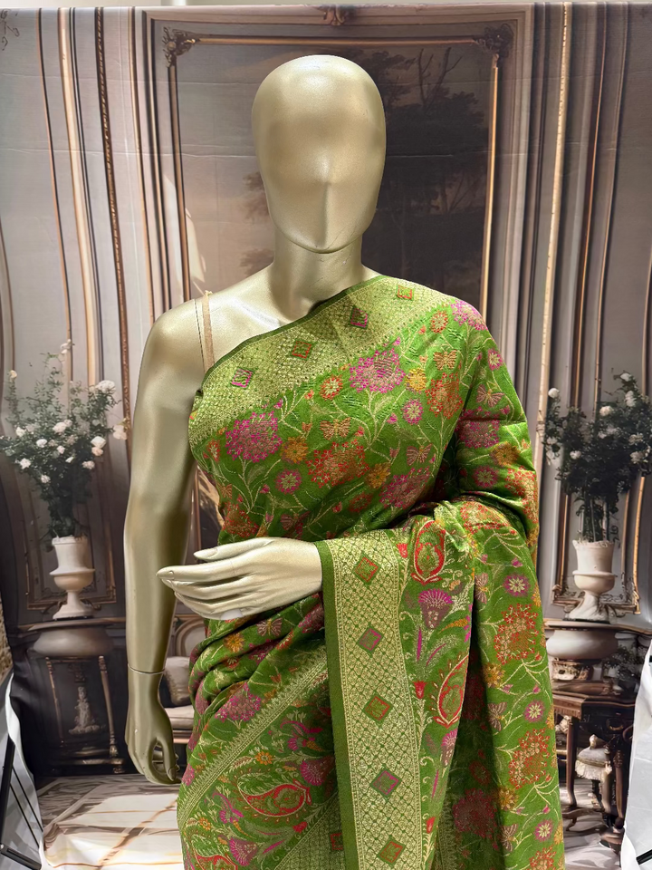 Lime Green Silk Saree