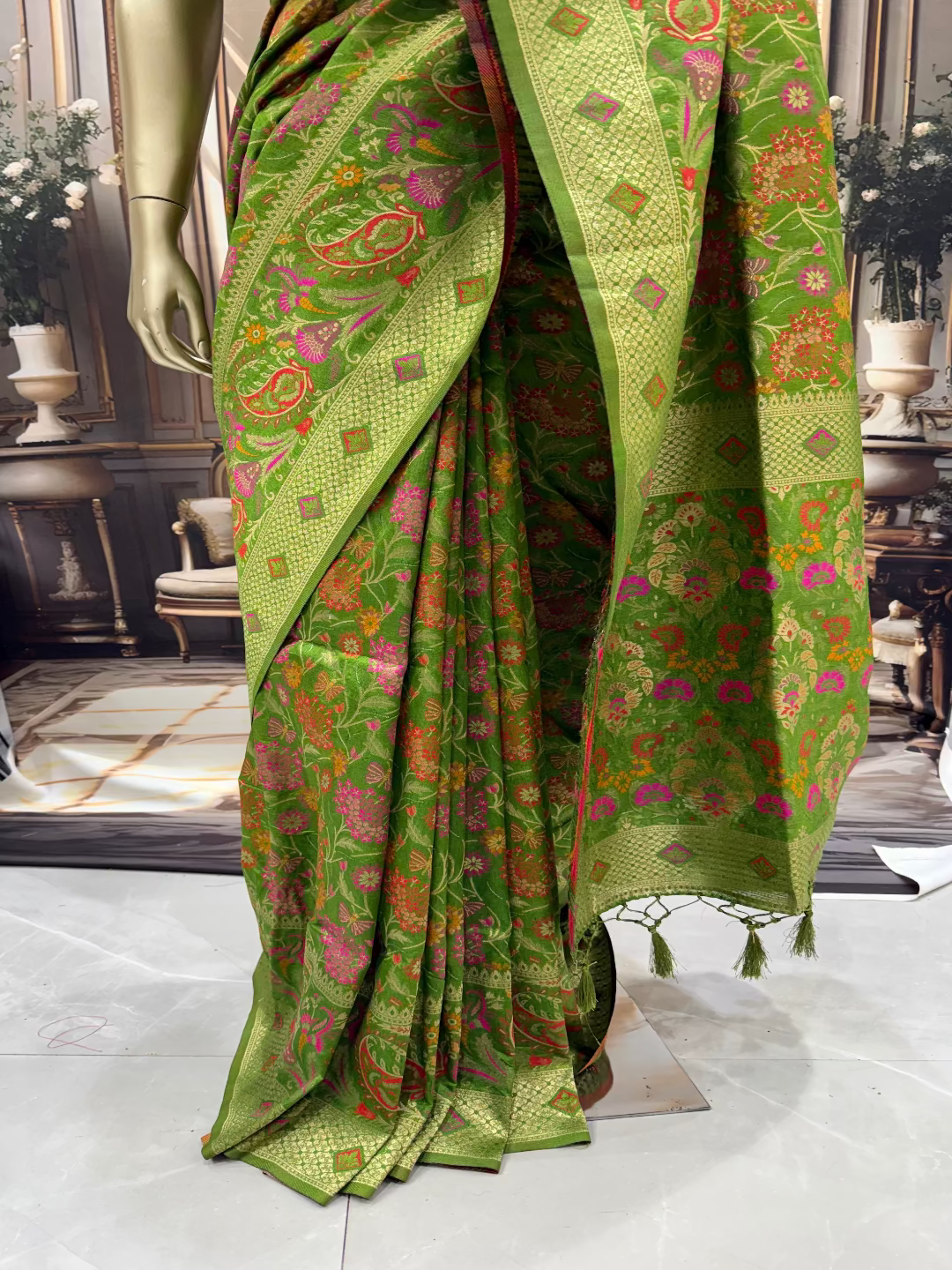 Lime Green Silk Saree