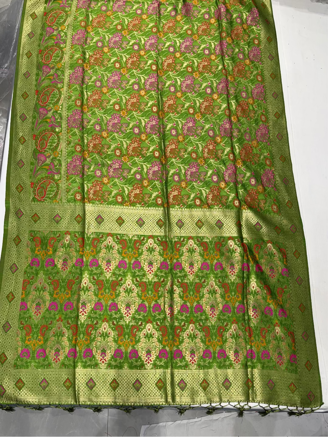 Lime Green Silk Saree