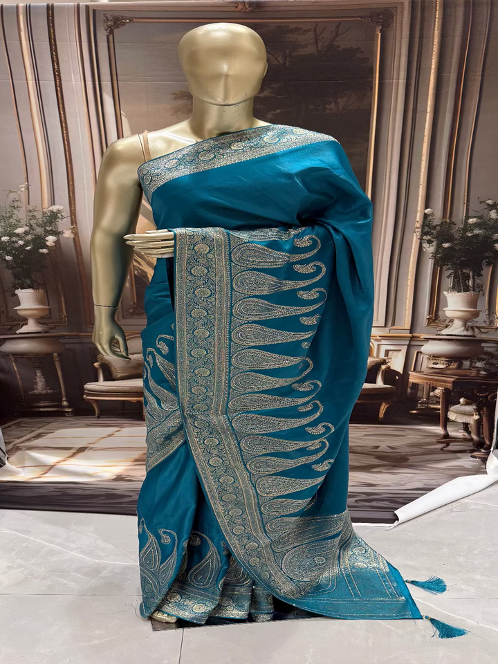 Teal Blue Banarasi Saree