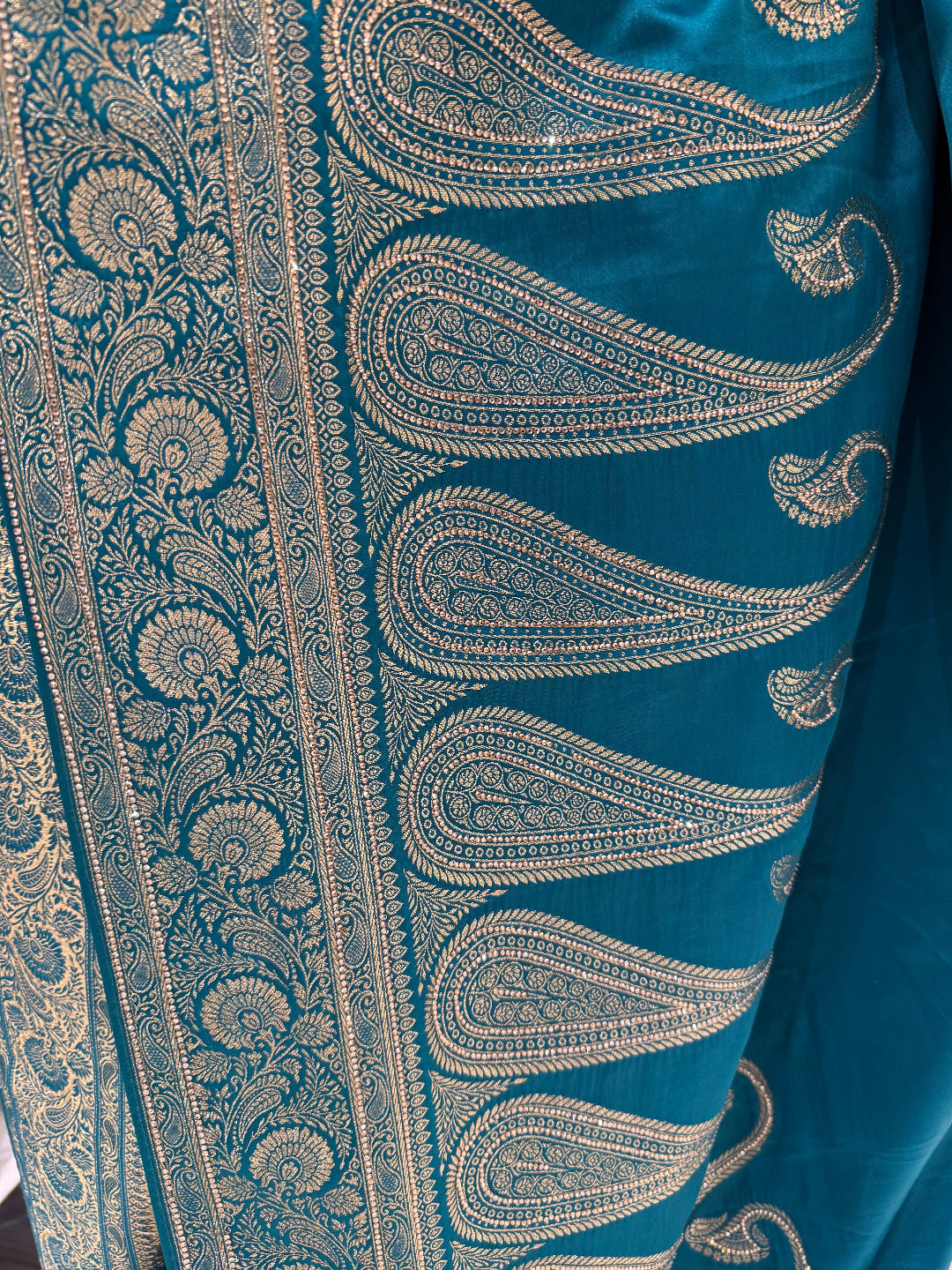 Teal Blue Banarasi Saree