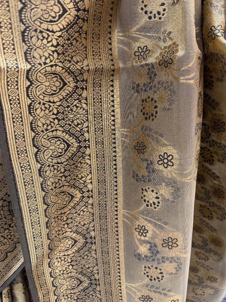 Antique Gold Banarasi Silk Saree