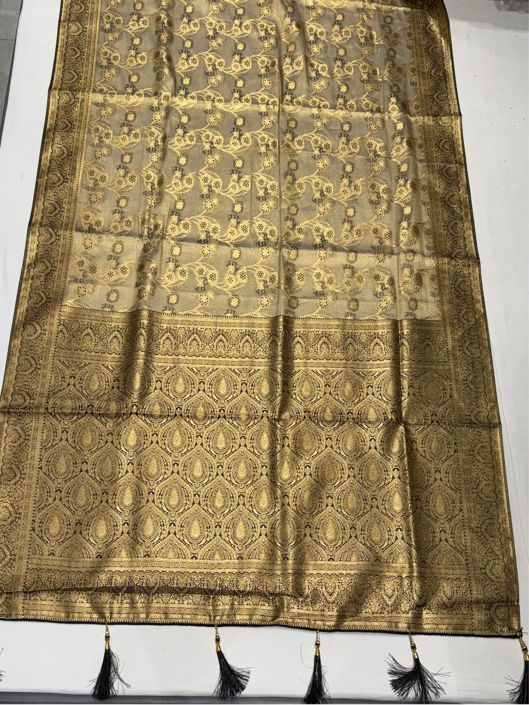 Antique Gold Banarasi Silk Saree