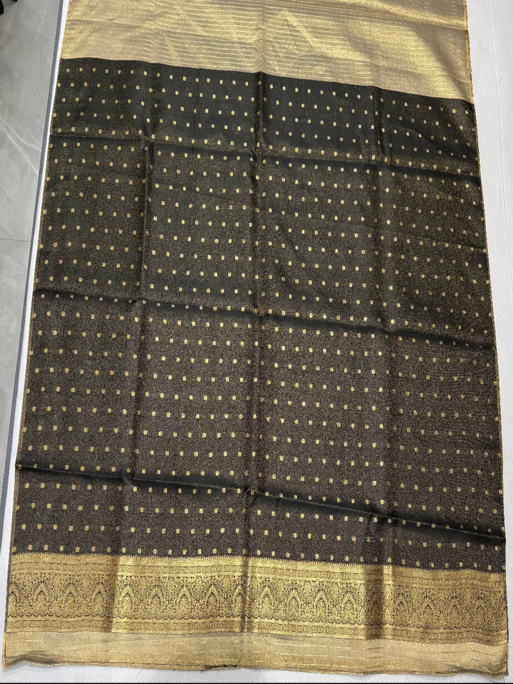 Antique Gold Banarasi Silk Saree