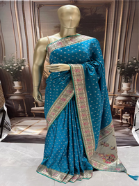 Teal Blue Silk Saree