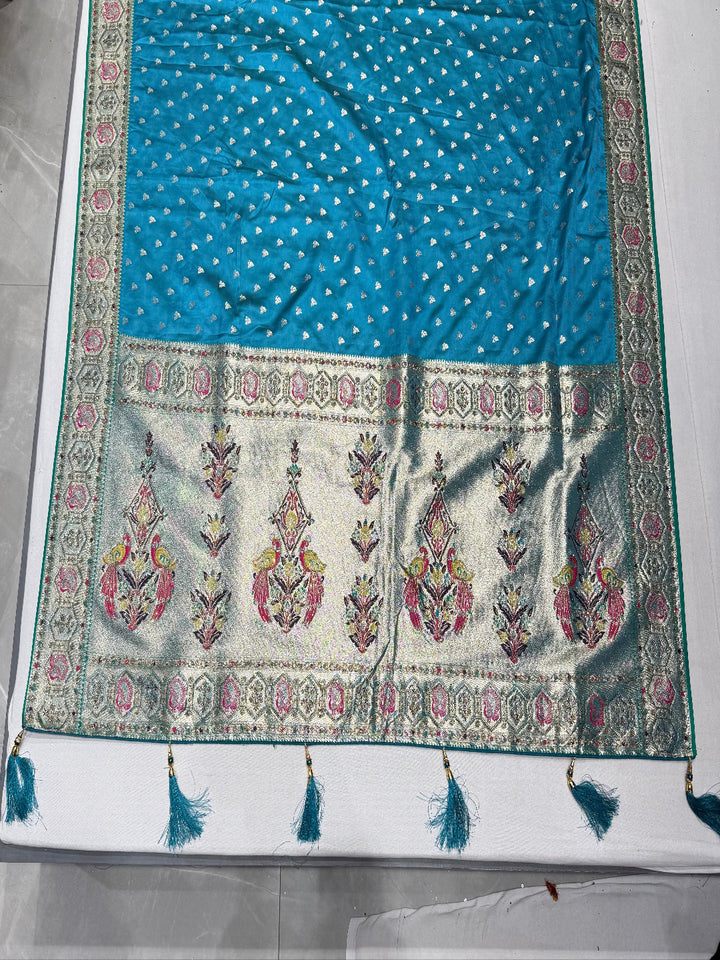 Teal Blue Silk Saree
