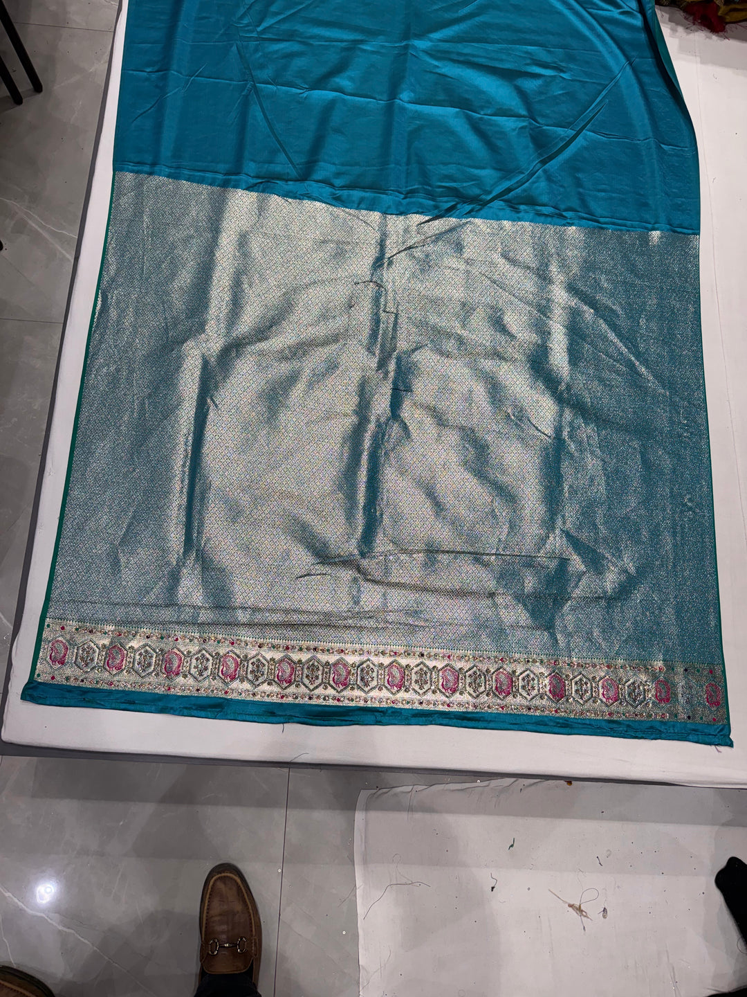 Teal Blue Silk Saree