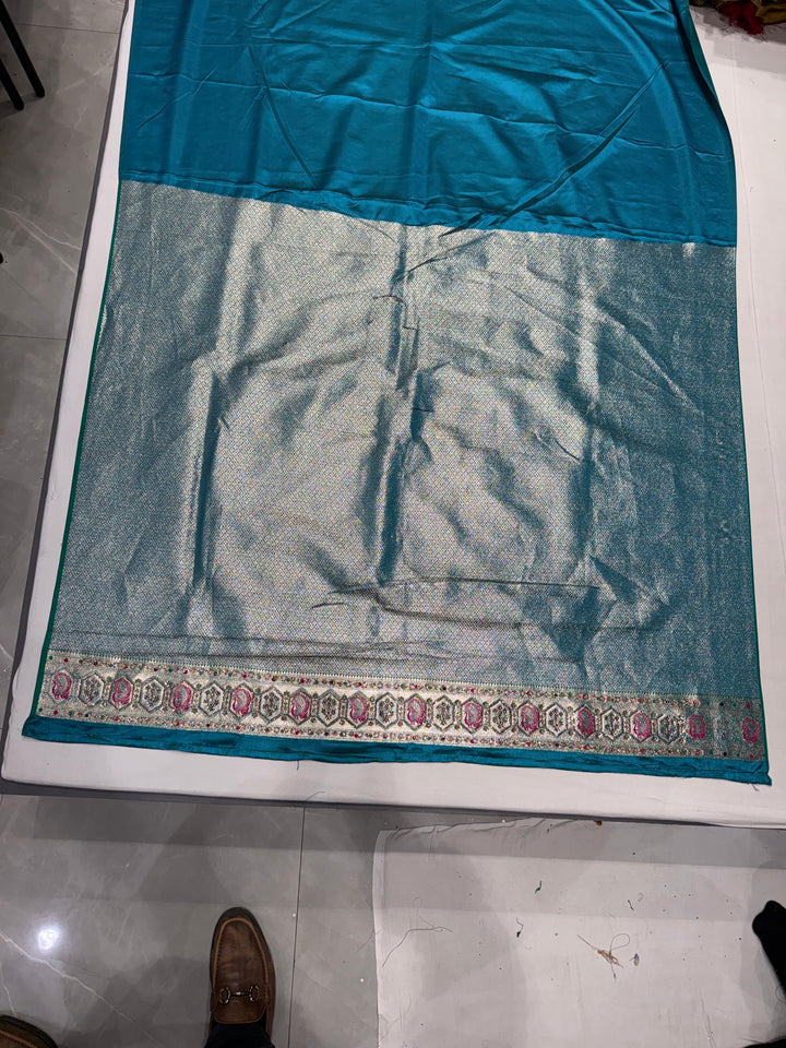 Teal Blue Silk Saree