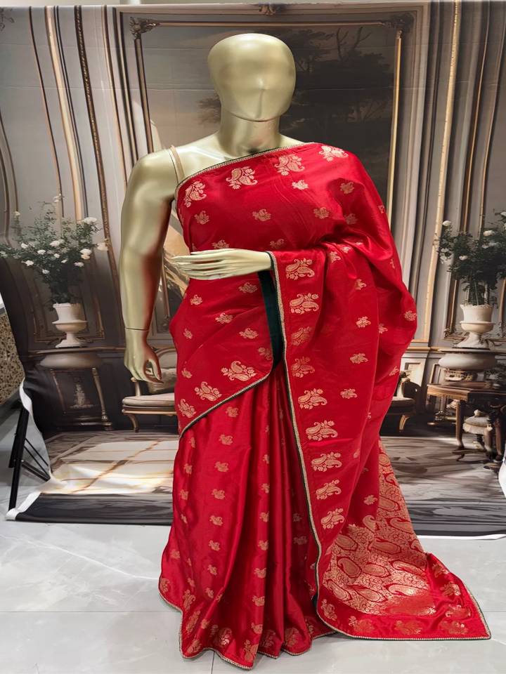 Red Banarasi Paisley Saree
