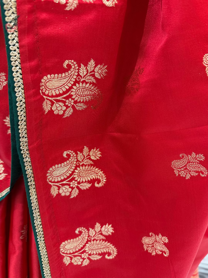 Red Banarasi Paisley Saree