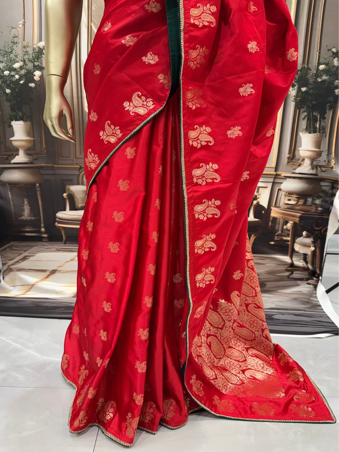 Red Banarasi Paisley Saree