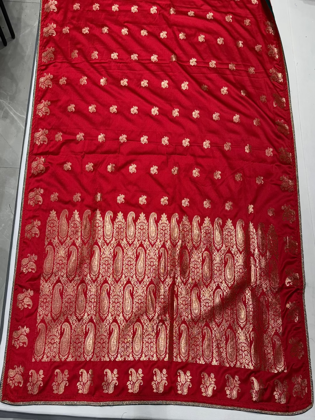 Red Banarasi Paisley Saree
