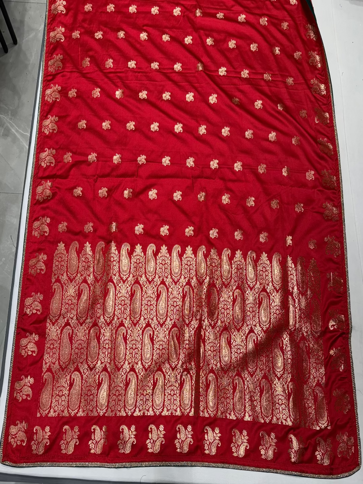 Red Banarasi Paisley Saree