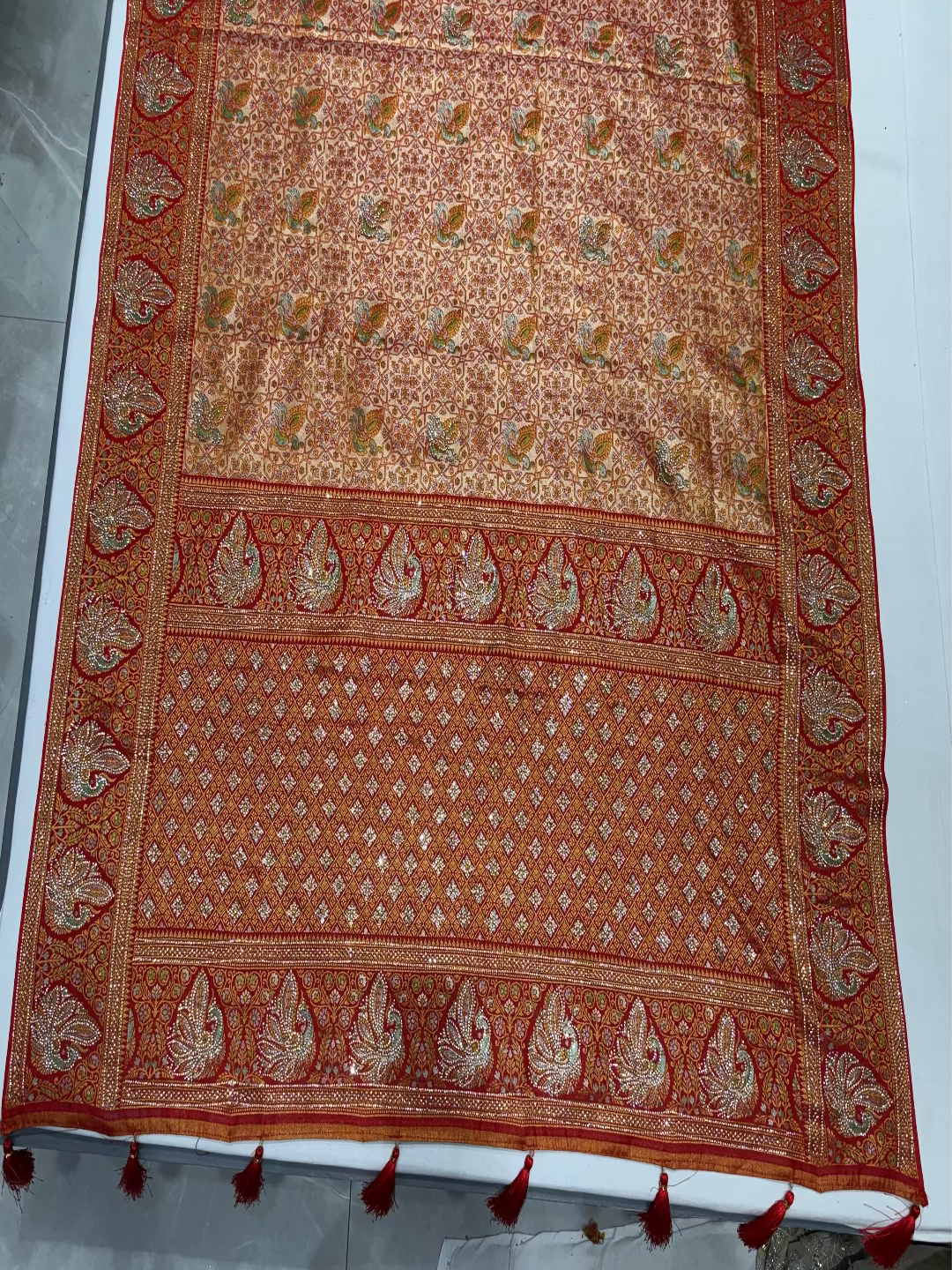 Rust Orange Banarasi Saree