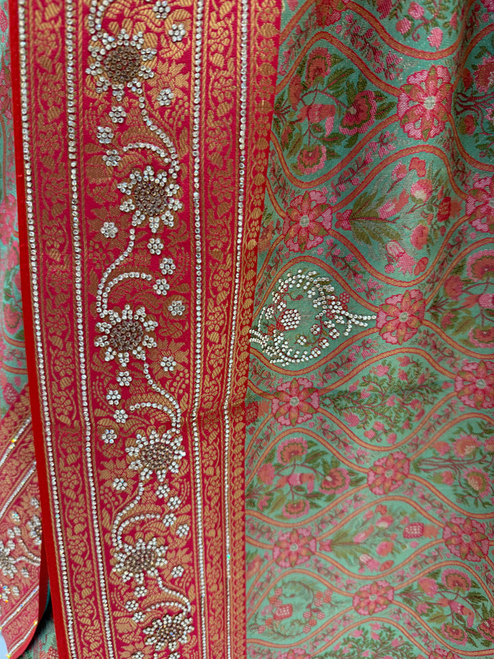 Olive Green Banarasi Saree