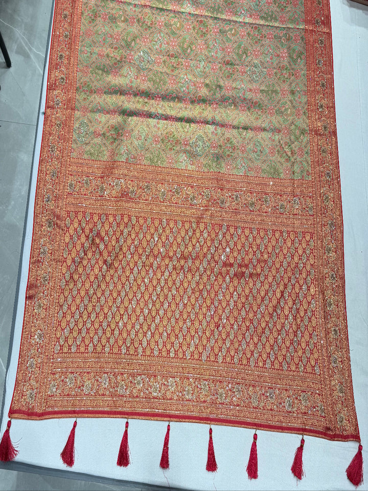 Olive Green Banarasi Saree