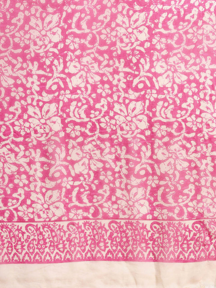 Summer Chiffon Saree with Zari Border and Floral Print