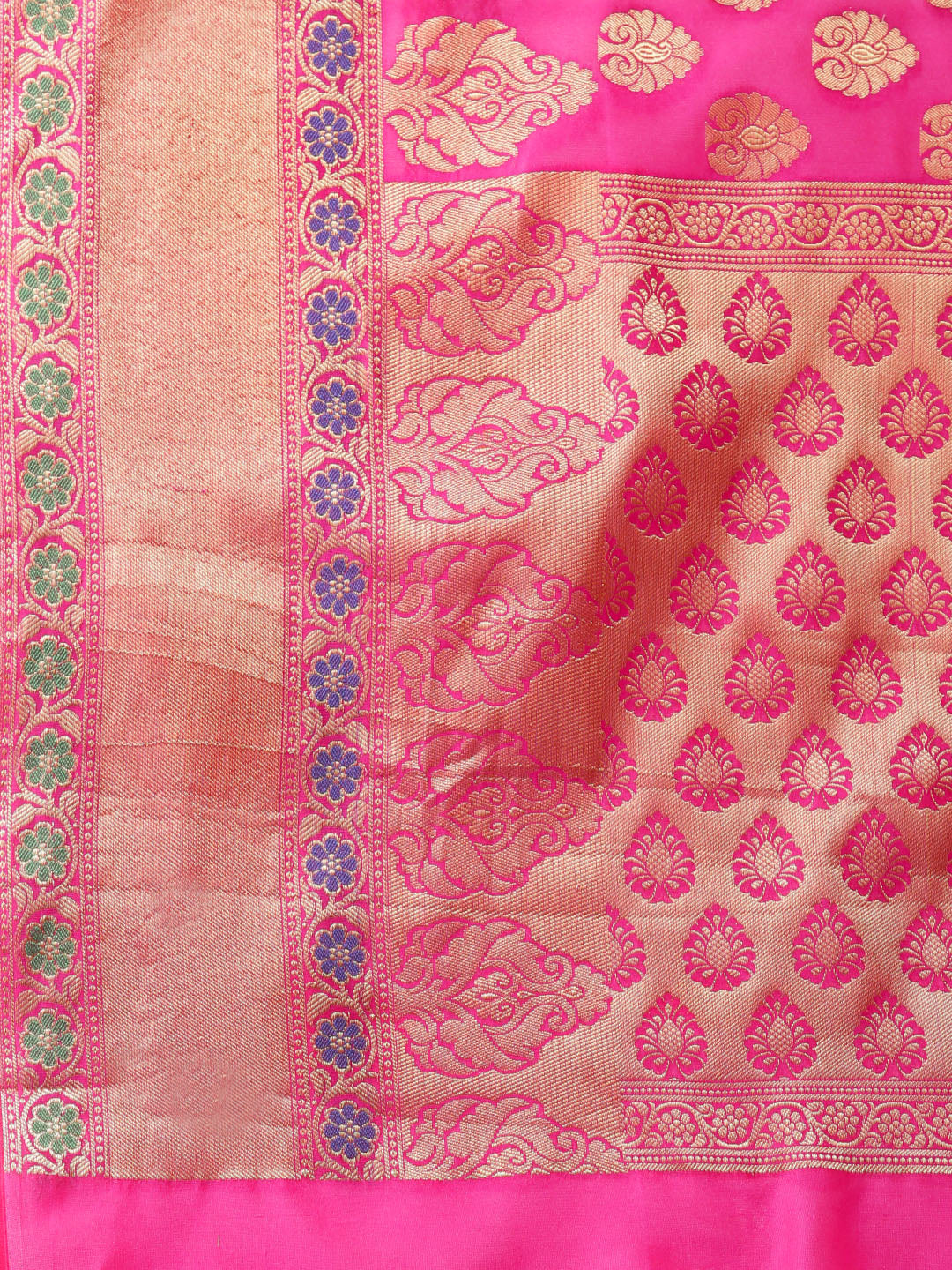 Chanderi Silk Banarasi Saree with Handloom Floral Motifs