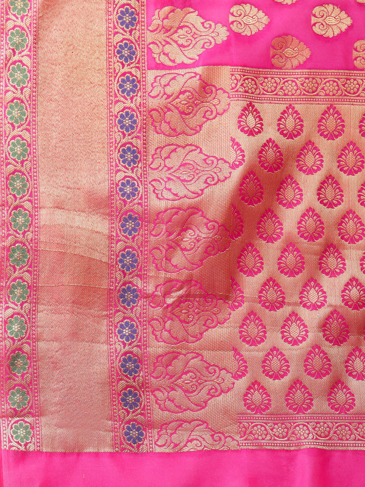 Chanderi Silk Banarasi Saree with Handloom Floral Motifs