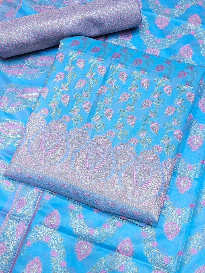Meenakari Banarasi Handloom Suit Dupatta with Tropical Vines pattern & Brocade Salwar