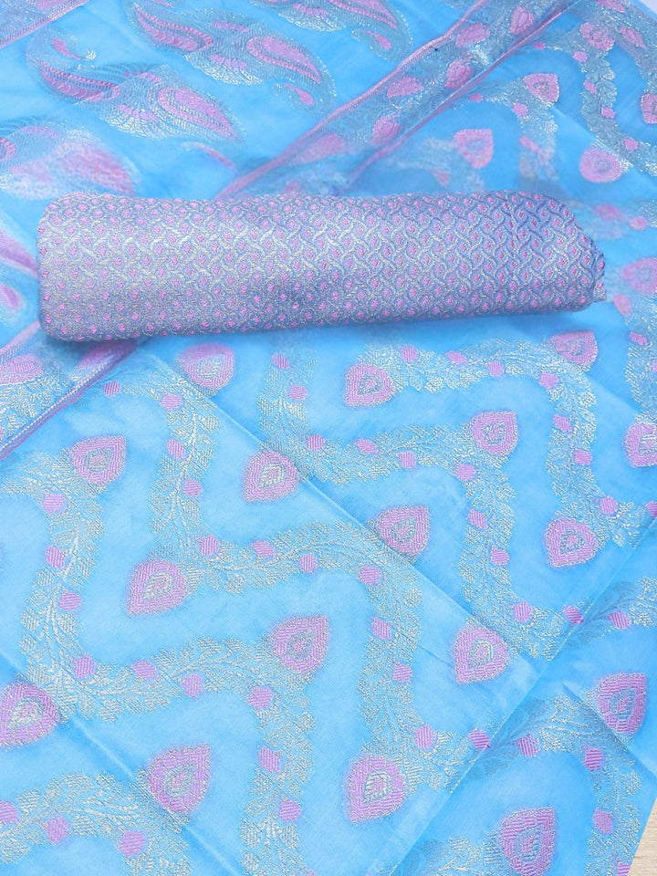 Meenakari Banarasi Handloom Suit Dupatta with Tropical Vines pattern & Brocade Salwar