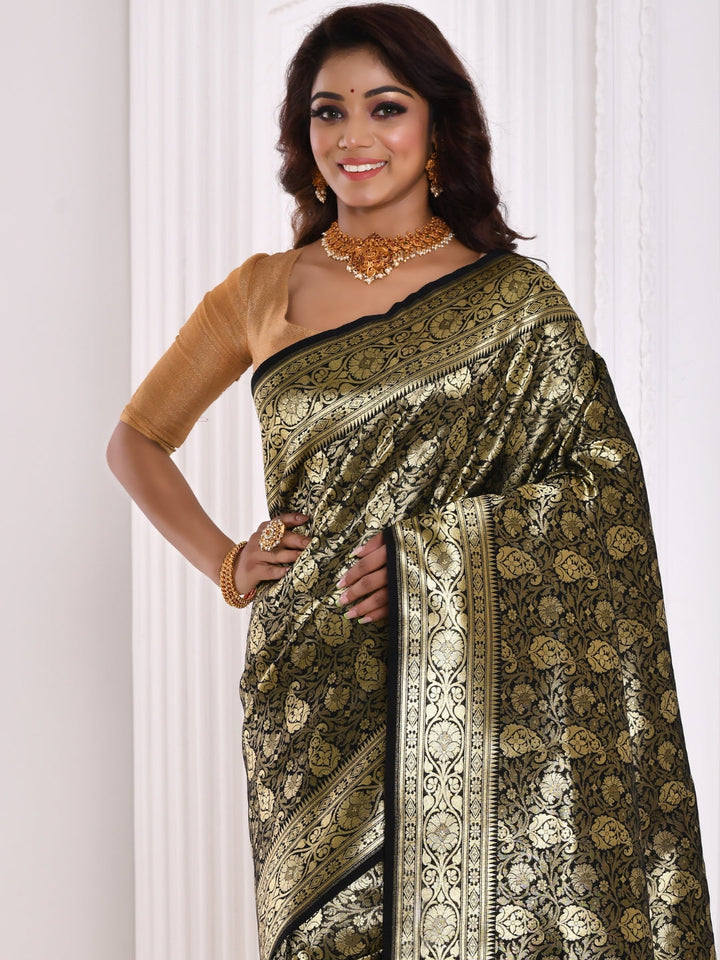 Black & Golden Woven Design Kanjeevaram Saree