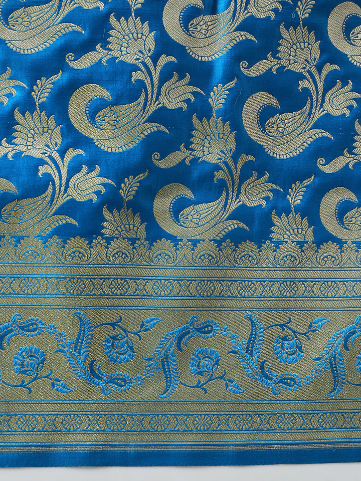 Burgundy Banarasi Pure Silk Traditional Saree & Contrast Border