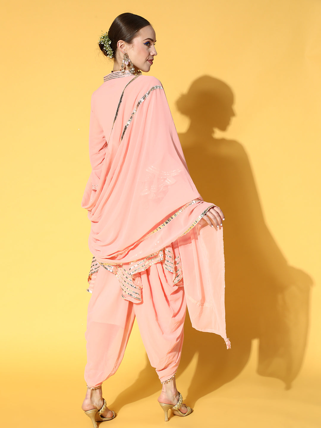 Gota Patti Embellished Peplum Kurta With Harem Pants