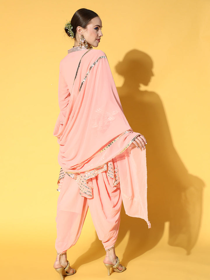 Gota Patti Embellished Peplum Kurta With Harem Pants