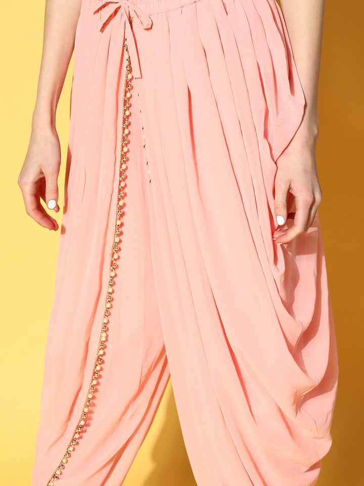 Gota Patti Embellished Peplum Kurta With Harem Pants