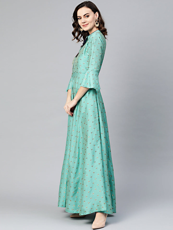 Anarkali Printed Kurta Dress with Bell Sleeves