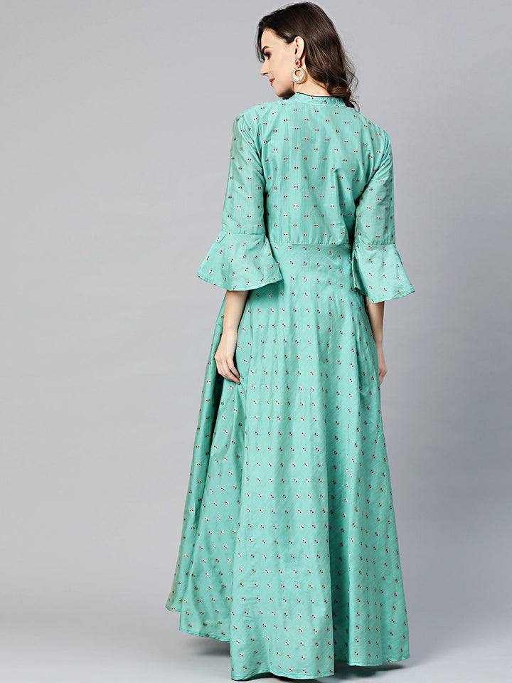 Anarkali Printed Kurta Dress with Bell Sleeves