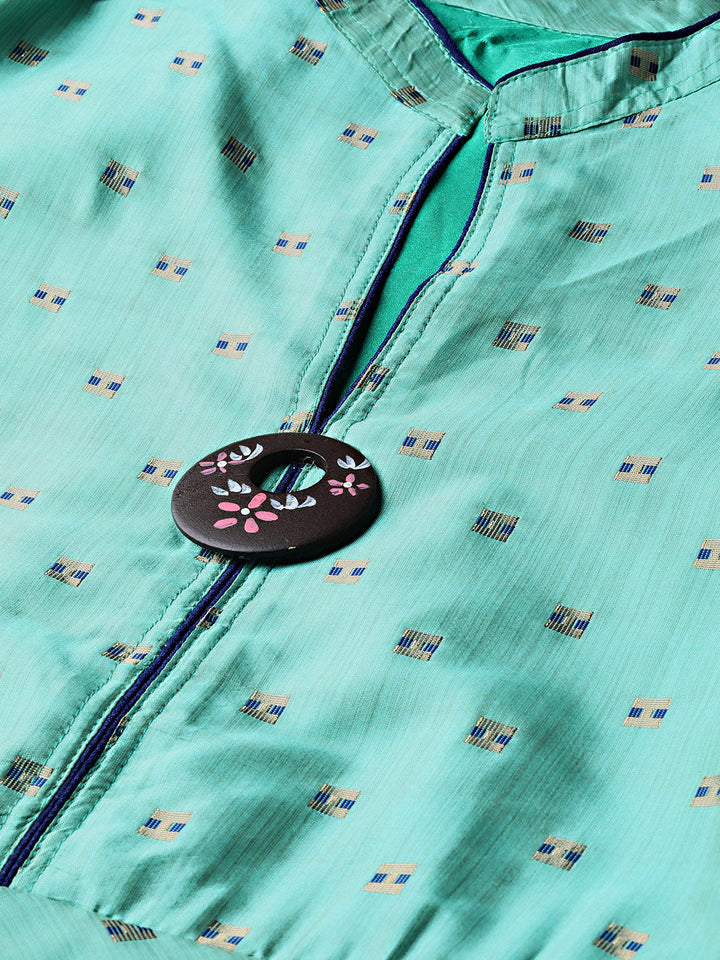 Anarkali Printed Kurta Dress with Bell Sleeves