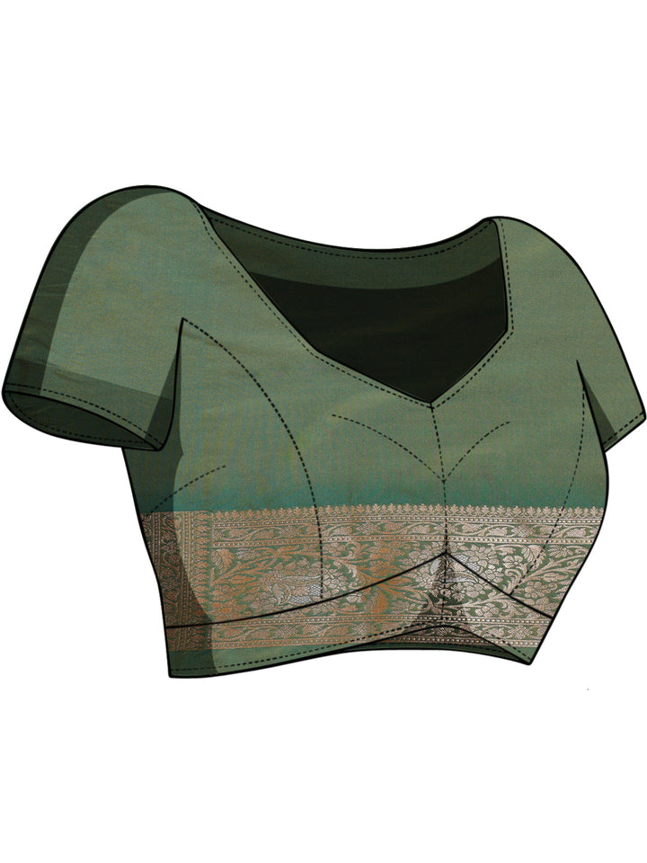 Traditional Banarasi Silk Saree with Intricate Ethnic Motifs Gold & Silver Zari Weaving