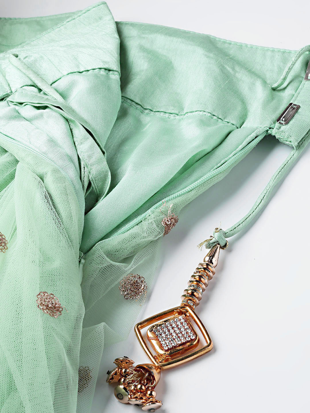 Sequinned Crop Top Lehenga Set with Embroidered dupatta