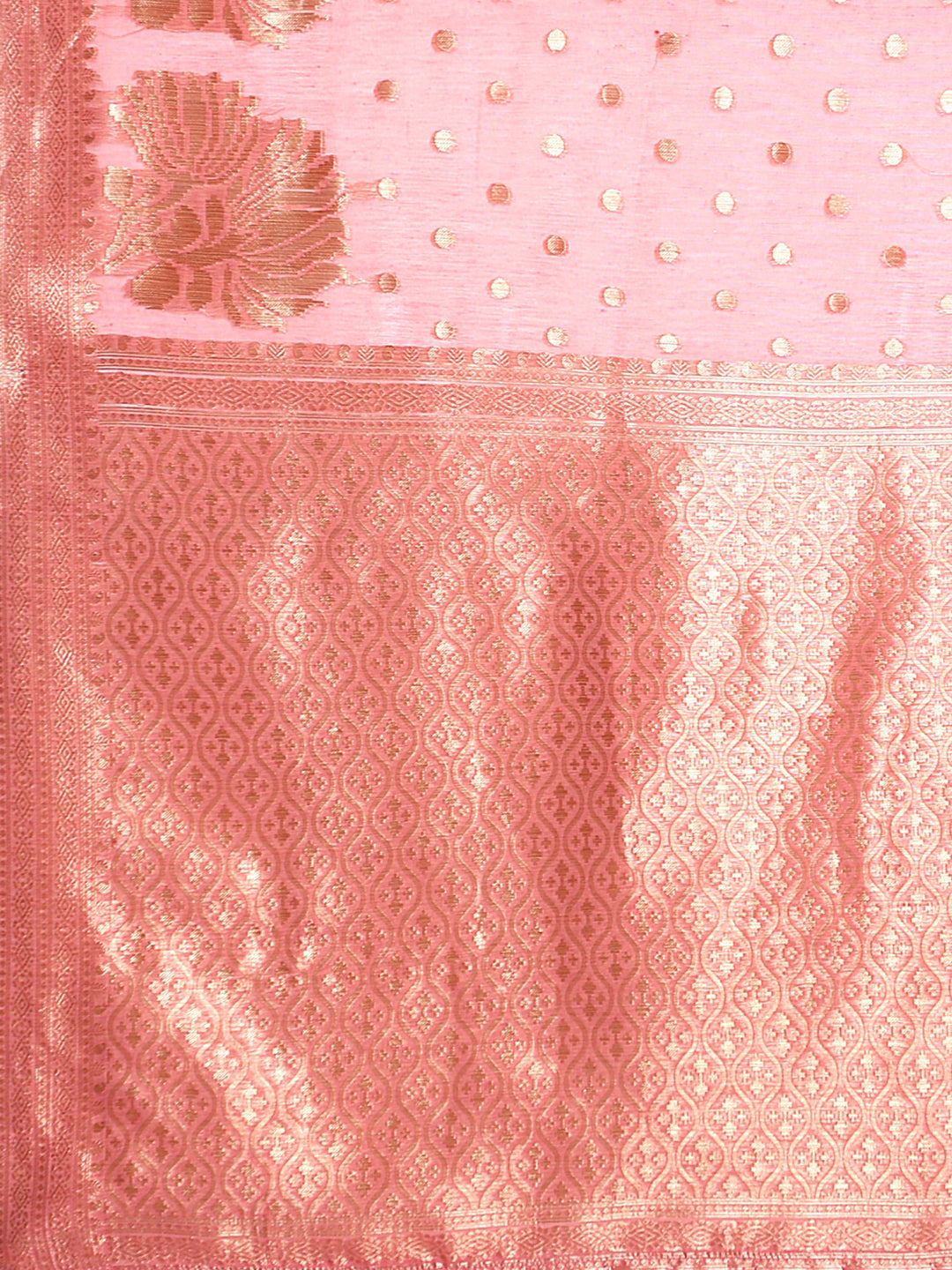 Pink Zari Woven Embroidered Silk Blend Banarasi Saree
