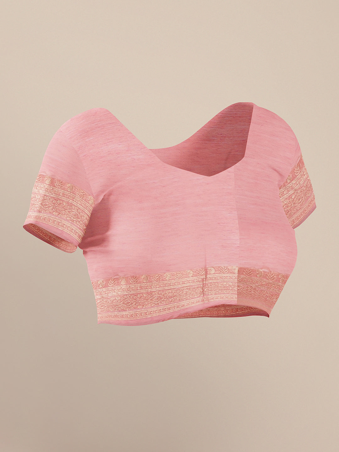 Pink Zari Woven Embroidered Silk Blend Banarasi Saree