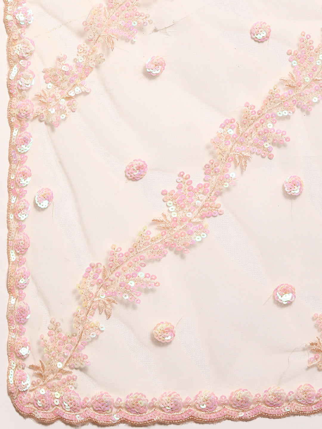 Pastel Multicolor Sequences Party Wear Net Saree With Cutwork Border