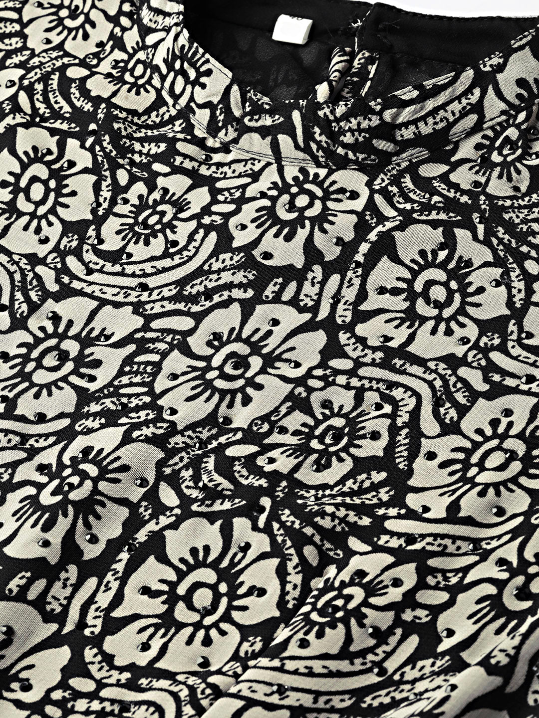 Printed Kurta Dress with tassled belt and tropical print