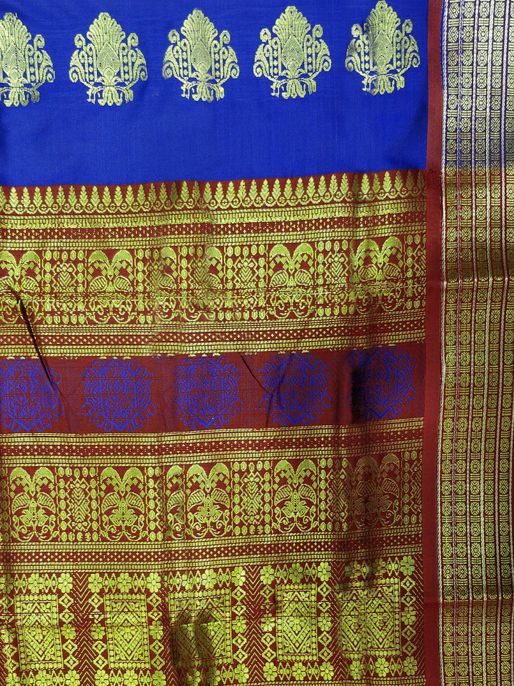 Electric Blue Handloom Zari Narayan Peth Silk Saree
