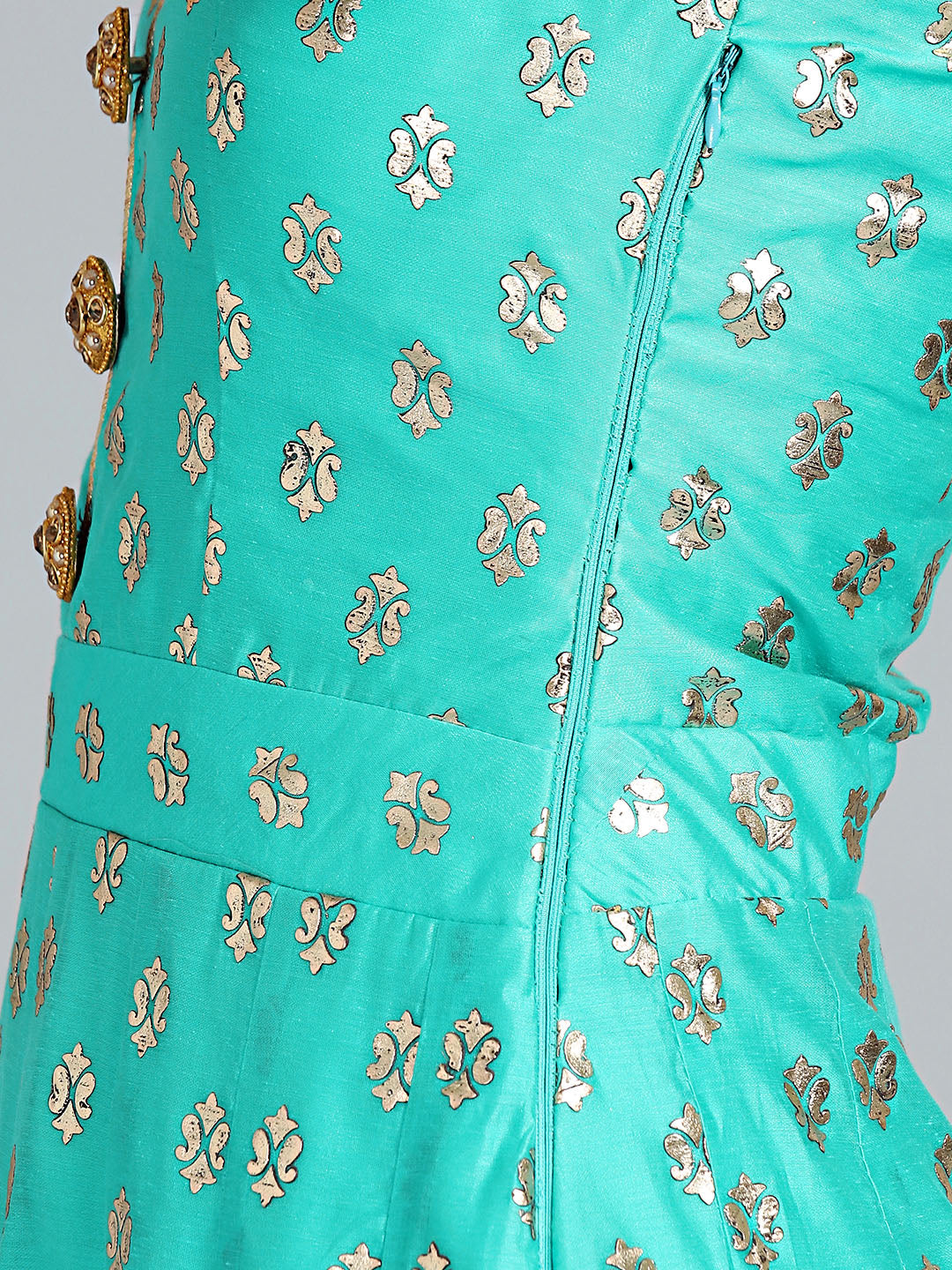 Foil Print Anarkali Suit with Embroidered Dupatta