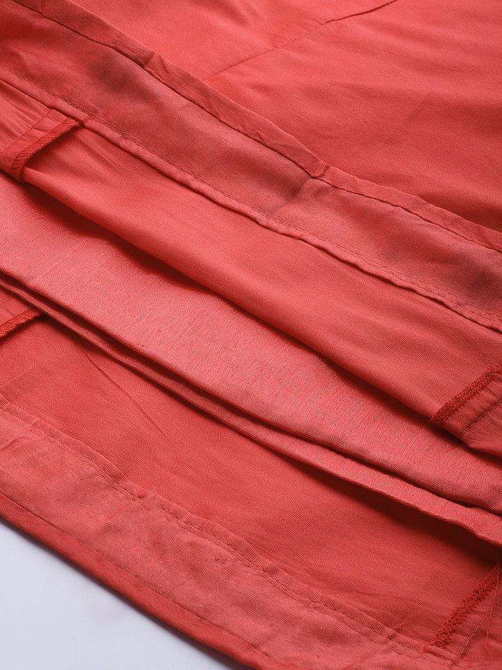 Made to Measure Pink Silk Lehanga with Long Front Slit Brocade Kurta & Net Dupatta