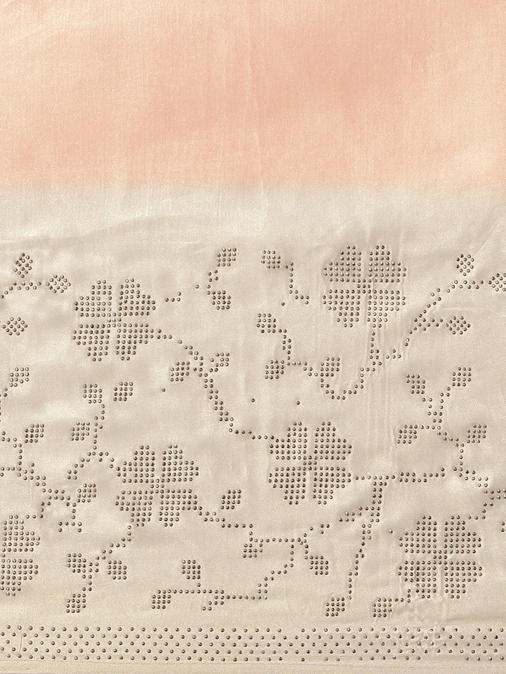 Pastel Ombre Satin Cocktail Saree with Crystal Embellishments in Floral Pattern