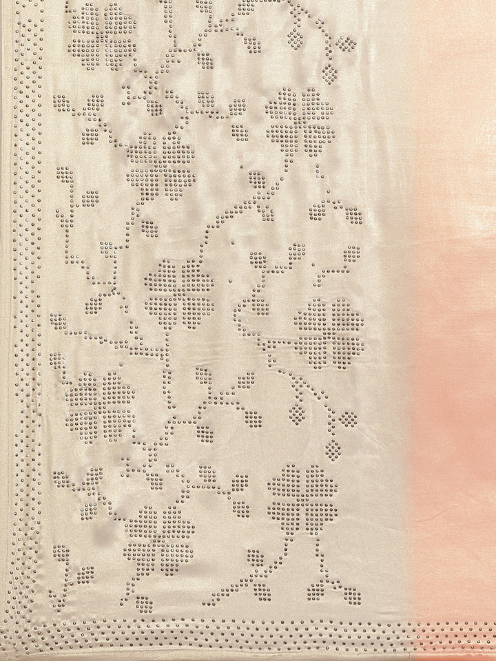 Pastel Ombre Satin Cocktail Saree with Crystal Embellishments in Floral Pattern