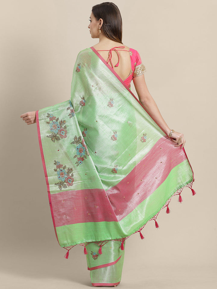 Organza Tissue saree with Resham Cross Stitch