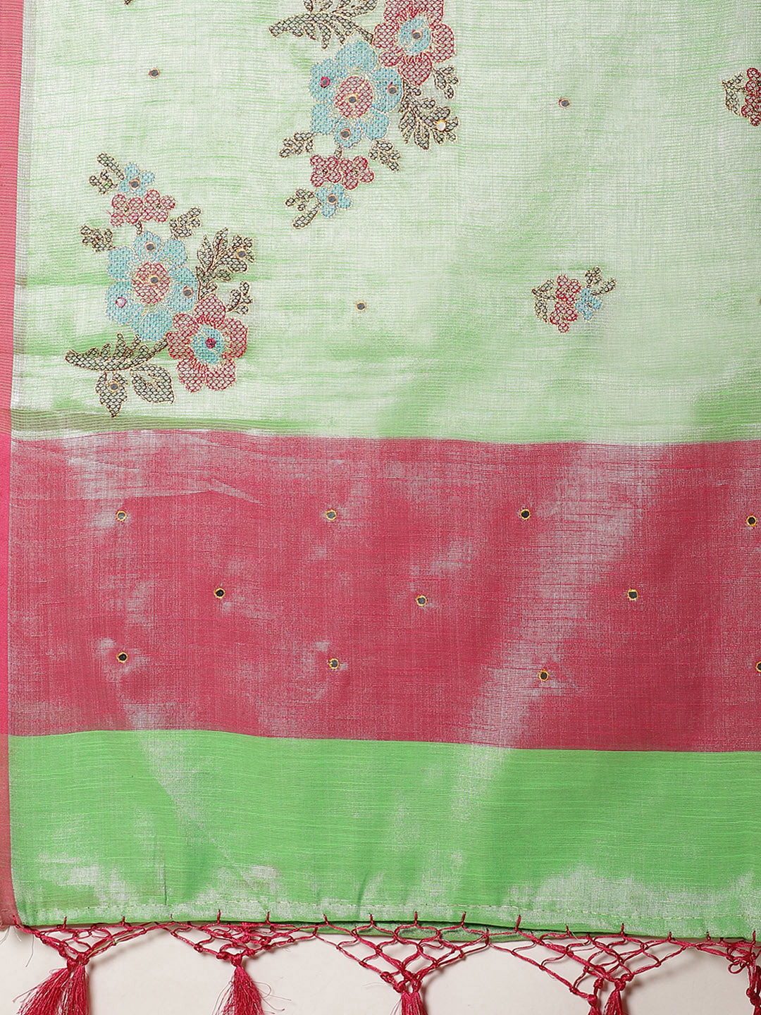 Organza Tissue saree with Resham Cross Stitch
